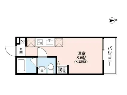 西武国分寺線 小川駅(東京) 徒歩6分 3階建 築8年(ワンルーム/1階)の間取り写真