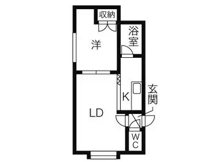 ベルメゾン平和(1DK/2階)の間取り写真