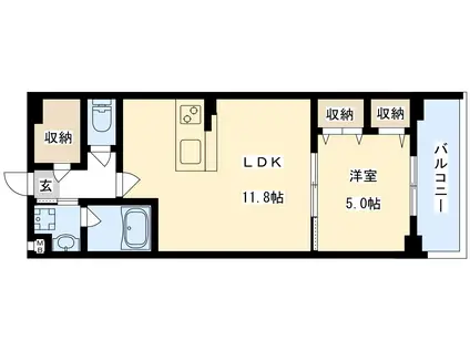 ESTAGEO関目高殿(1LDK/1階)の間取り写真