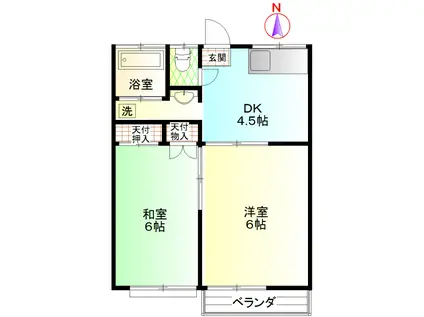 八代ハイツ(2DK/2階)の間取り写真