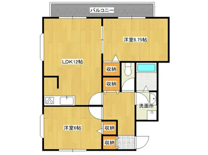 リュミエール A棟(2LDK/3階)の間取り写真