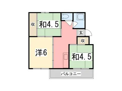 姫路青山 6号棟(3K/2階)の間取り写真