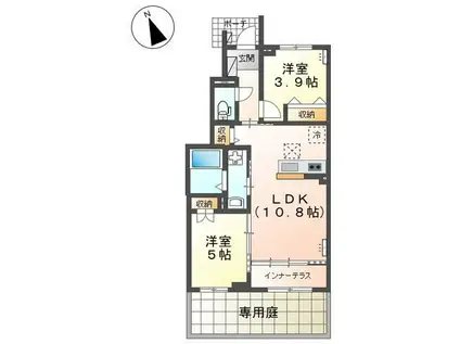 アンソレイユ(2LDK/1階)の間取り写真