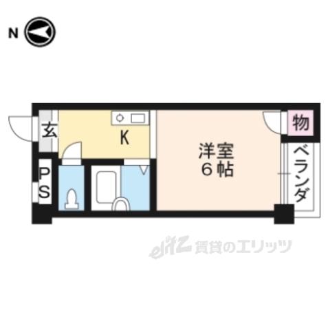 CSガーデン山科(1K/4階)の間取り写真