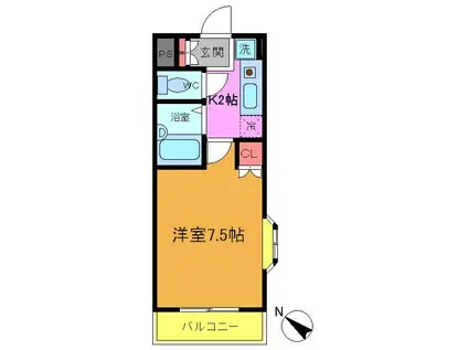 ルピナスKIKUYO(1K/3階)の間取り写真