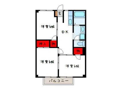 高安グリーンハイツ(3DK/2階)の間取り写真