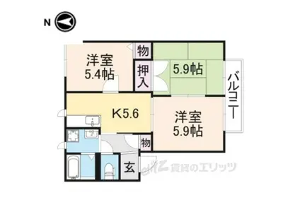 ベルコート(2LDK/1階)の間取り写真