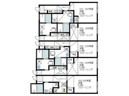 デュ セレスト蒲田(1K/2階)の間取り写真