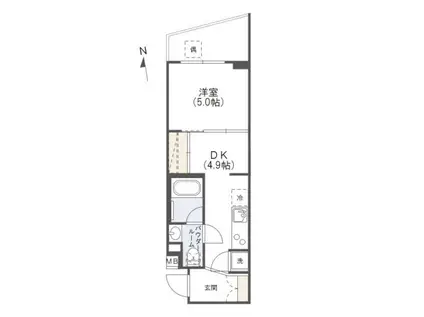 ジーベック馬込(1DK/4階)の間取り写真