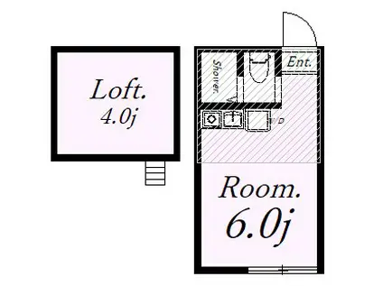 ユナイト東門前モンターナの杜(ワンルーム/2階)の間取り写真