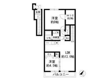 プランドールエフ(2LDK/2階)の間取り写真