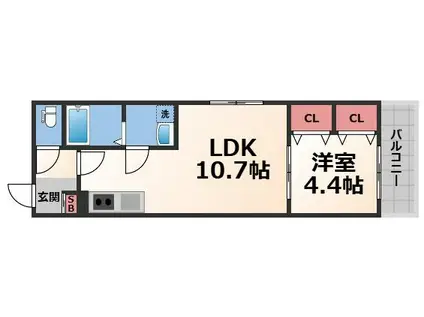 BADGE TOMOI EST V(1LDK/3階)の間取り写真