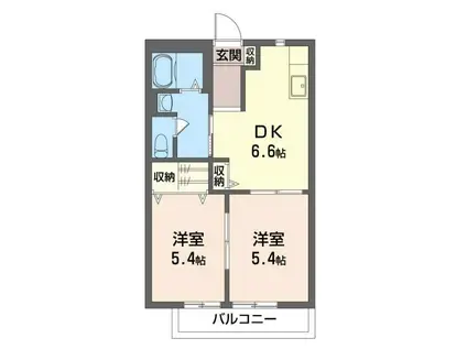 ペガサス B(2DK/2階)の間取り写真