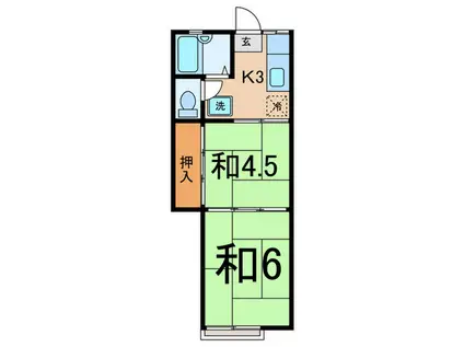 パールハイツ(2K/2階)の間取り写真