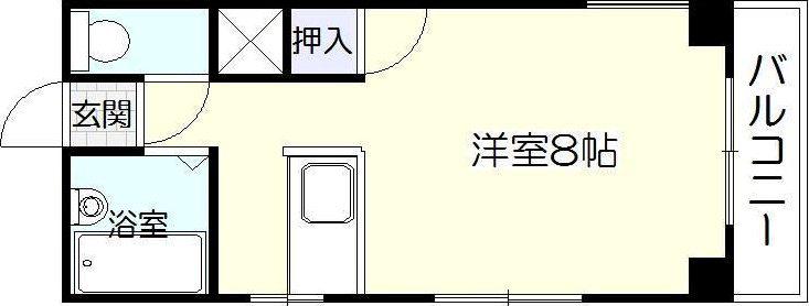 オークビラ上之園(ワンルーム/2階)の間取り写真