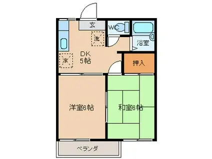 イトウハイツ(2DK/1階)の間取り写真