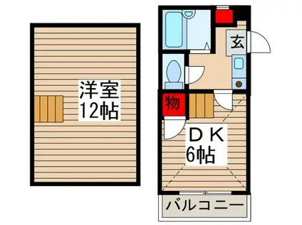JR宇都宮線 土呂駅 徒歩3分 4階建 築28年(1DK/2階)の間取り写真