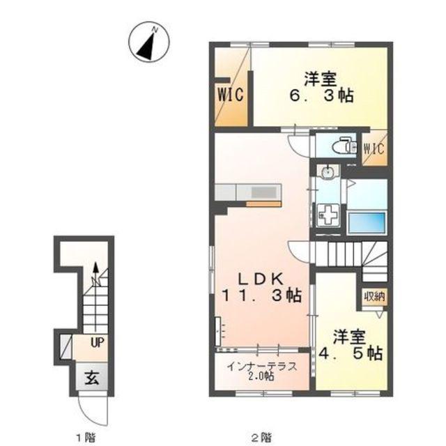 リヴィエール(2LDK/2階)の間取り写真