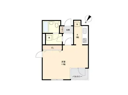 ローレルフラット(ワンルーム/3階)の間取り写真