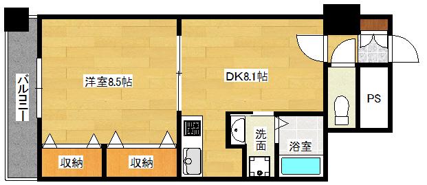 並木ウイング(1DK/8階)の間取り写真