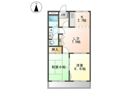ミストラル(2LDK/2階)の間取り写真