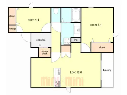 へーベルメゾン城ケ堀(2LDK/3階)の間取り写真