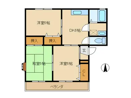 セジュール8番館(3DK/2階)の間取り写真