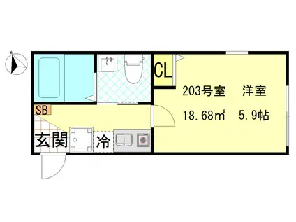NEST HIRAI(1K/2階)の間取り写真