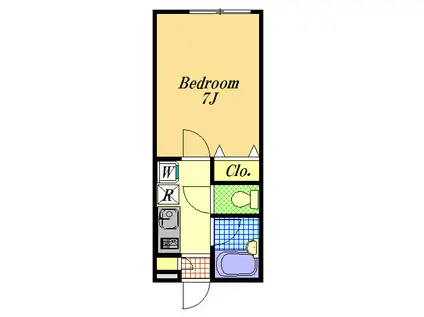 サン・ヒガシノ(1K/1階)の間取り写真