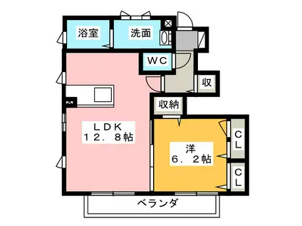 アンシャンテ B(1LDK/1階)の間取り写真