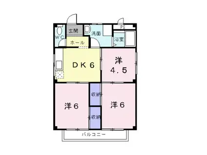 エスポワール萩原(3DK/2階)の間取り写真