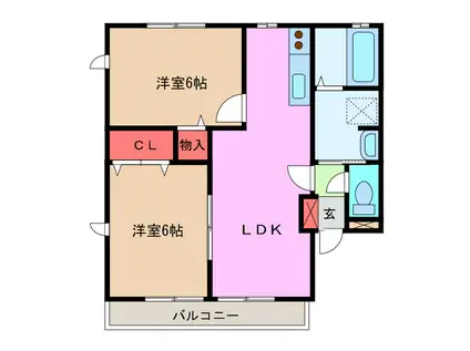 ドリームコートA(2LDK/1階)の間取り写真
