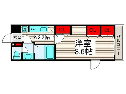 リブリ・JUNE HAPPINESS(1K/1階)の間取り写真