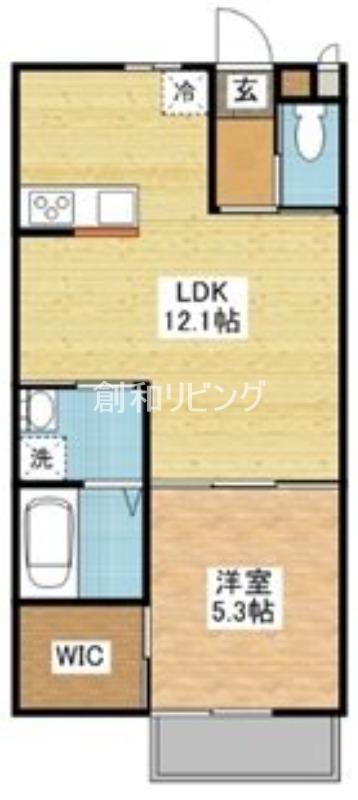 MODERN PALAZZO平間ウエスト(1LDK/1階)の間取り写真