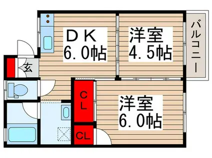 大森ハイツ(2DK/2階)の間取り写真