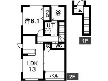 サンローズ(1LDK/2階)の間取り写真