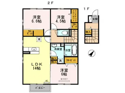 グランコーポラス八枝(3LDK/2階)の間取り写真