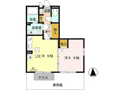 サンライズ岸里(1LDK/1階)の間取り写真