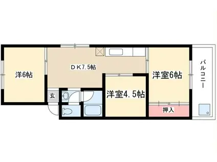 山田ハイツ(3DK/2階)の間取り写真