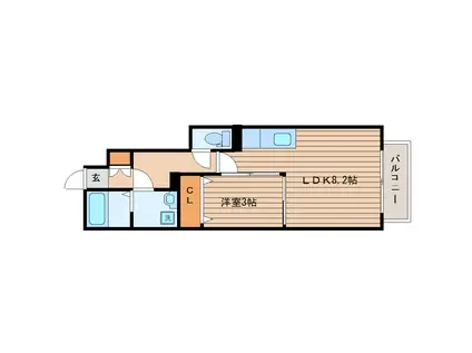 リアーレ荒巻神明(1LDK/1階)の間取り写真