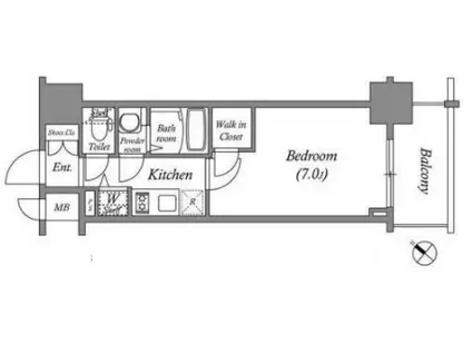 エスリード神戸ハーバーテラス(1K/2階)の間取り写真