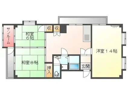 サクセス加賀(3DK/4階)の間取り写真