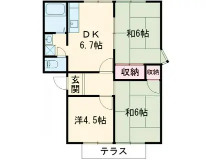 フローラル田迎B(3DK/2階)の間取り写真