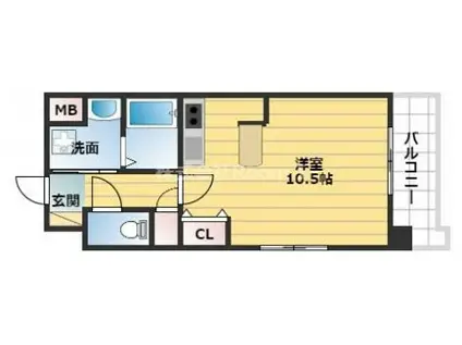 ブランクレール谷町(1K/9階)の間取り写真