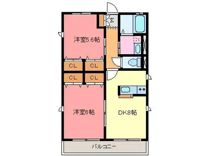 アールコンシエルI・II(2DK/1階)の間取り写真
