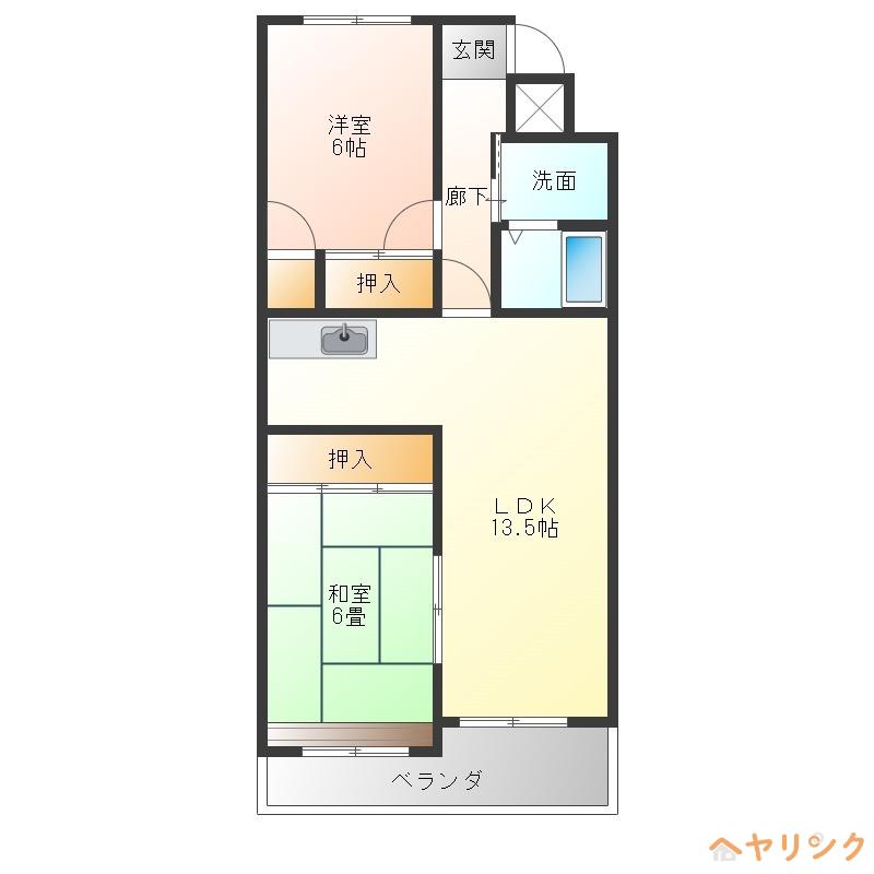 サンハイツ亀の井(2LDK/1階)の間取り写真