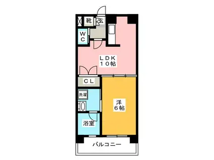 レジディア薬院大通(1LDK/10階)の間取り写真