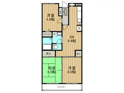 キャセイアークマンション(3DK/2階)の間取り写真