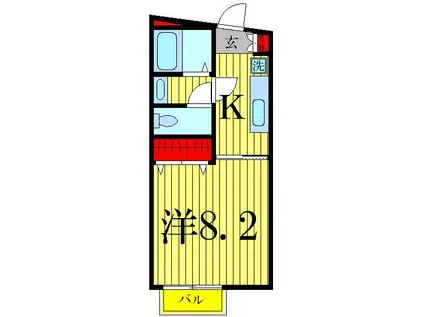 グランバリエ・Ⅱ(1K/2階)の間取り写真