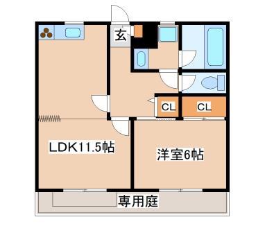 ハイツサニーヒル(1LDK/1階)の間取り写真
